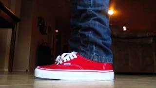 Vans red authentic on feet