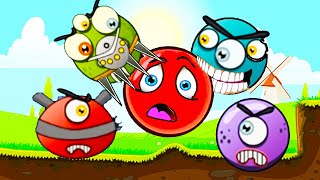 Красный шар нашел Розовый шарик девочку! Мультик игра для детей! 4 босса! Nwe Red ball