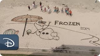 Family Creates Frozen's Olaf With Florida Sand | Disney Parks