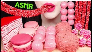 ASMR STRAWBERRY CREPE CAKE, PINK PLANET GUMMY JELLY, ROPE JELLY 크레이프 케이크, 핑크 지구젤리 먹방 EATING SOUNDS