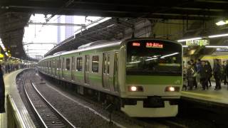 山手線 外回り 新宿駅15番線 到着～発車 2012.12.15