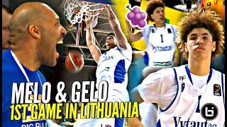 LaMelo Ball Gets JELLY & LiAngelo DUNKING In FIRST PRO GAME IN LITHUANIA!! Full Highlights