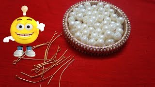 HANDMADE JEWELLERY || How to make Pearl Beaded Necklace || Diy || jewellery making at home || Diyart