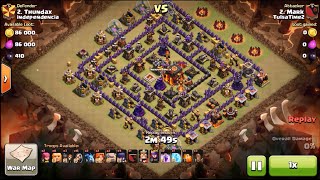 2 star clan war attack at Th10 using Golem Giant Witch Wizard Valkyrie - clash of clans
