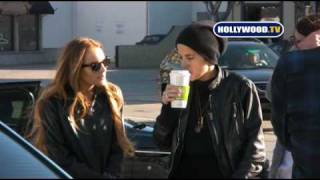 Lindsay Lohan , Samantha Ronson and Patrick on Beverly Blvd