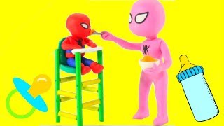 Baby Spiderman Play Doh Cartoons For Kids ❤ Hulk & Frozen Elsa Cartoons ❤ Stop Motion Movies
