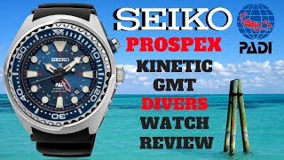 SEIKO PROSPEX PADI KINETIC GMT DIVERS WATCH REVIEW MODEL: SUN065 (4K)