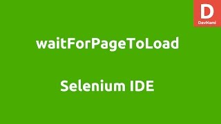 Selenium IDE waitForPageToLoad