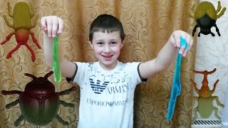 Открываем слаймы и жуки в бочках Beetles Toys Slime unboxing Surprise in barrels