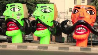 Ravan effigies in making at Titarpur in Delhi