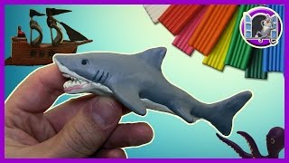 ЛЕПИМ БЕЛУЮ АКУЛУ ИЗ ПЛАСТИЛИНА | Видео Лепка | GREAT WHITE SHARK OUT OF CLAY