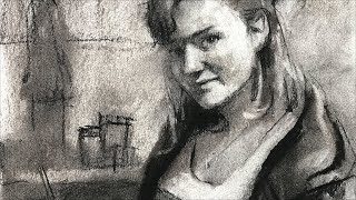 Portrait #61 - Charcoal drawing techniques in the portrait drawing of Katie