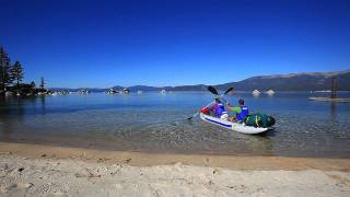 Sea Eagle FastTrack inflatable kayak paddling on Lake Tahoe