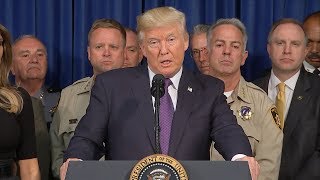 President Donald Trump delivers remarks during visit to Las Vegas