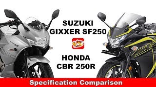 Suzuki Gixxer SF250 v/s Honda CBR 250R.