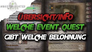 Monster Hunter World - Übersicht/Info, Welche Event Quest gibt welche Belohnung (Deutsch) - MHW