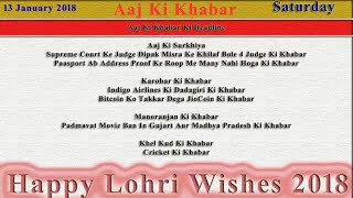 Aaj Ki Khabar 13 January 2018 Latest News in Hindi