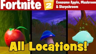 Съешьте яблоко, гриб и прыскучий гриб. Камео и Эстрада. Fortnite