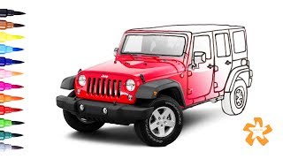 Cars - How to color Jeep Wrangler - Coloring Pages For Children With Color & Kids TV