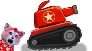 Няша Мурмяша - прокатилась на ТАНКе - веселая игра для детей