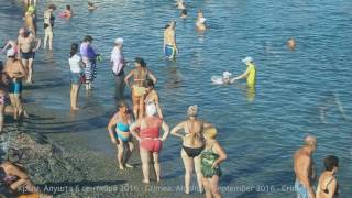 Крым. Алушта. Пляжи, море сегодня вечером 6 сентября 2016 - Crimea. Alushta 6 September 2016