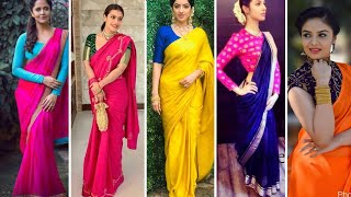 Mix & Match Designer Contrast Collection Blouses With Sarees // Fab Contrast Combination Blouse 2020