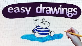Easy drawings #120 How to draw a hippo
