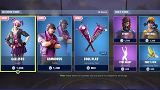 FORTNITE *NEW* CALLISTO + ASMODEUS, FOUL PLAY PICKAXE & BATSO GLIDER!