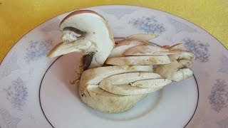 แกะสลักผลไม้ Vegetable Carving   карвинг   Лебедя из шампиньона  การแกะสลักผักและผลไม้ carving