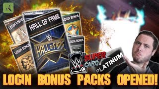 HALL OF FAME & LOGIN BONUS PACK OPENING!! | WWE SuperCard