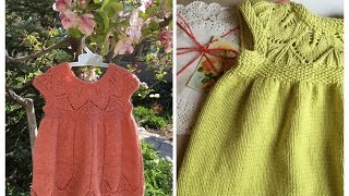Ажурное платье для девочки с круглой кокеткой. Как я его вязала