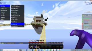 Играю в Minecraft  C читом Nova b7 на Сервере PlayMine