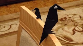 Как сделать ворону из бумаги / Оригами ворона схема / Оригами из бумаги