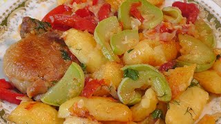 Рагу из кабачков с курицей -Домашняя кухня
