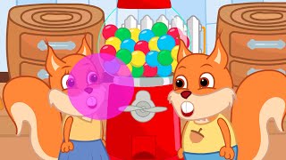 Famille d'Écureuil - Bulles Par Machine à Gommes Vidéos Animé 2021 en Français 13+
