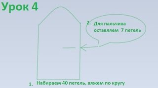 Вяжем спицами варежку урок 4