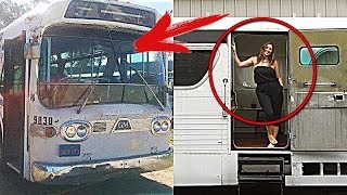 Девушка КУПИЛА старый подержанный АВТОБУС за копейки. Затем ОНА создала из него ХОРОМЫ!!