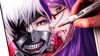 Let's Draw KANEKI and RIZE from TOKYO GHOUL - FAN ART FRIDAY