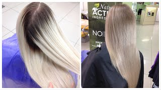 Градиент на волосах блонд. Градиентное окрашивание волос. // Gradient hair dyeing