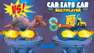 Car Eats Car Multiplayer - Sawcar VS Dinosaur Robot - Walkthrough Online Race Game