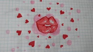 Скетчбук Как нарисовать губы и сердечки #26/Sketchbook How to draw lips and hearts/ Lips
