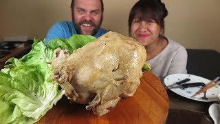 MUKBANG SPICY KIMCHI AND ASIAN STYLE BOILED HERB CHICKEN+SOUP