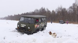 В чём сила Буханки?! Nissan Patrol страхует. Снежное бездорожье, блоки, грязь. Лебёдка, Оффроад 2018