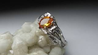 Fire opal silver ring code 11736 / Серебряное кольцо с огненным опалом