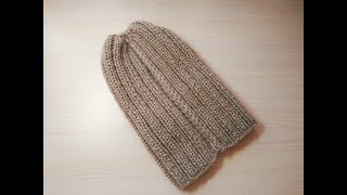 Шов с лицевой стороны для шапки резинкой 2х2, 3х3