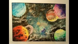 Рисунок на конкурс. Рисуем космос/Гуашь/Кисть/Губка