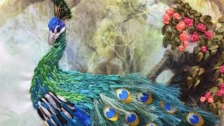 ВЫШИВАЕМ  ПАВЛИНА  ЛЕНТАМИ и бархатные цветы -- ШКОЛА ВЫШИВКИ ЛЕНТАМИ  Татьяны Шелиповой