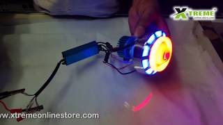 LED Headlight Projector | Dual Angel Ring With Devil Eye LED COB Projector For Bikes & Cars |#xtremz