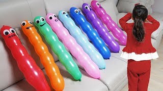 풍선들이 숨었어요!! 서은이의 꽈배기 무지개 풍선 숨바꼭질 색깔공부 Twisted Rainbow Alive Balloon