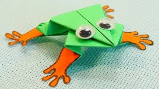 Прыгающая лягушка из бумаги / Оригами игрушка